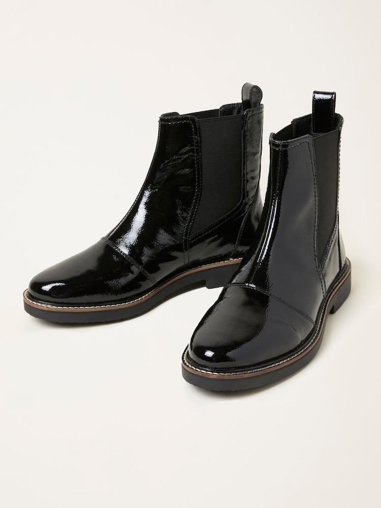 fat face Black Patent Chelsea Boot