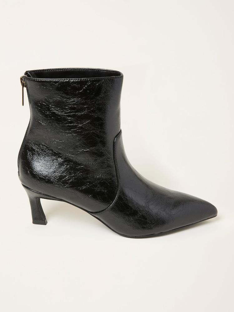 Fat Face Black Patent Kitten Heel