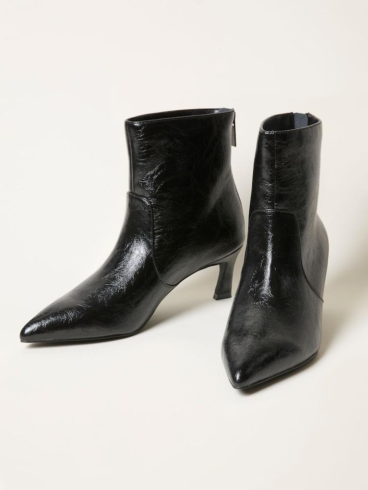 Fat Face Black Patent Kitten Heel