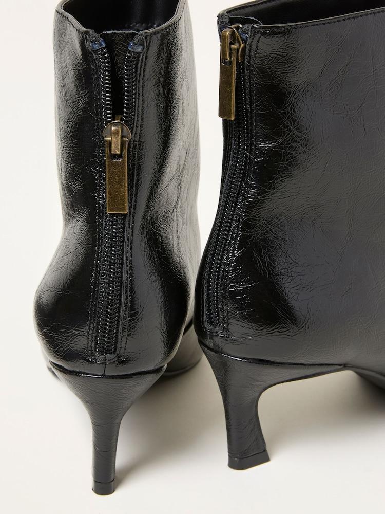 fat face Black Patent Kitten Heel