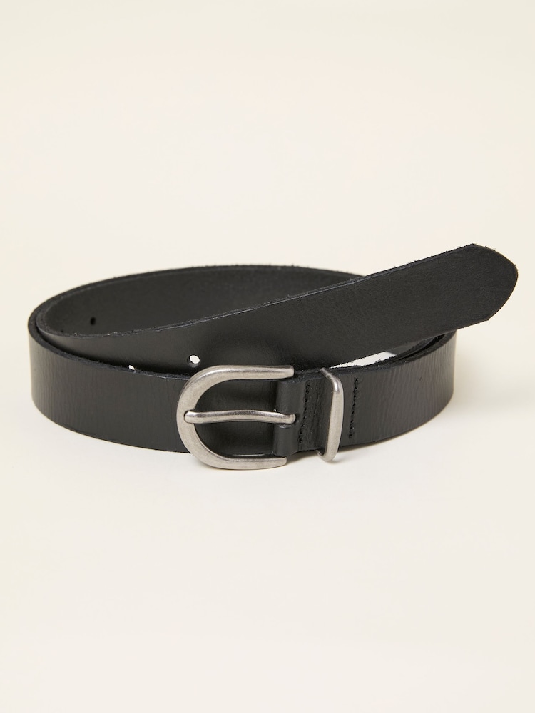 Fat Face Black Plain Leather Belt