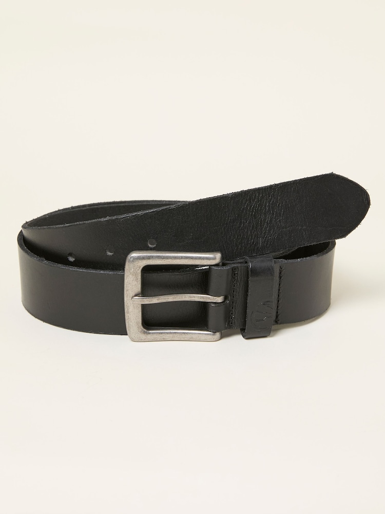 Fat Face Black Plain Leather Belt