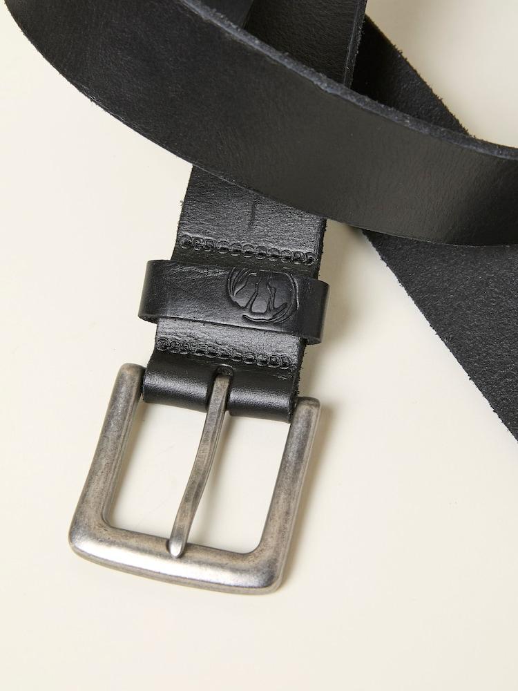 fat face Black Plain Leather Belt