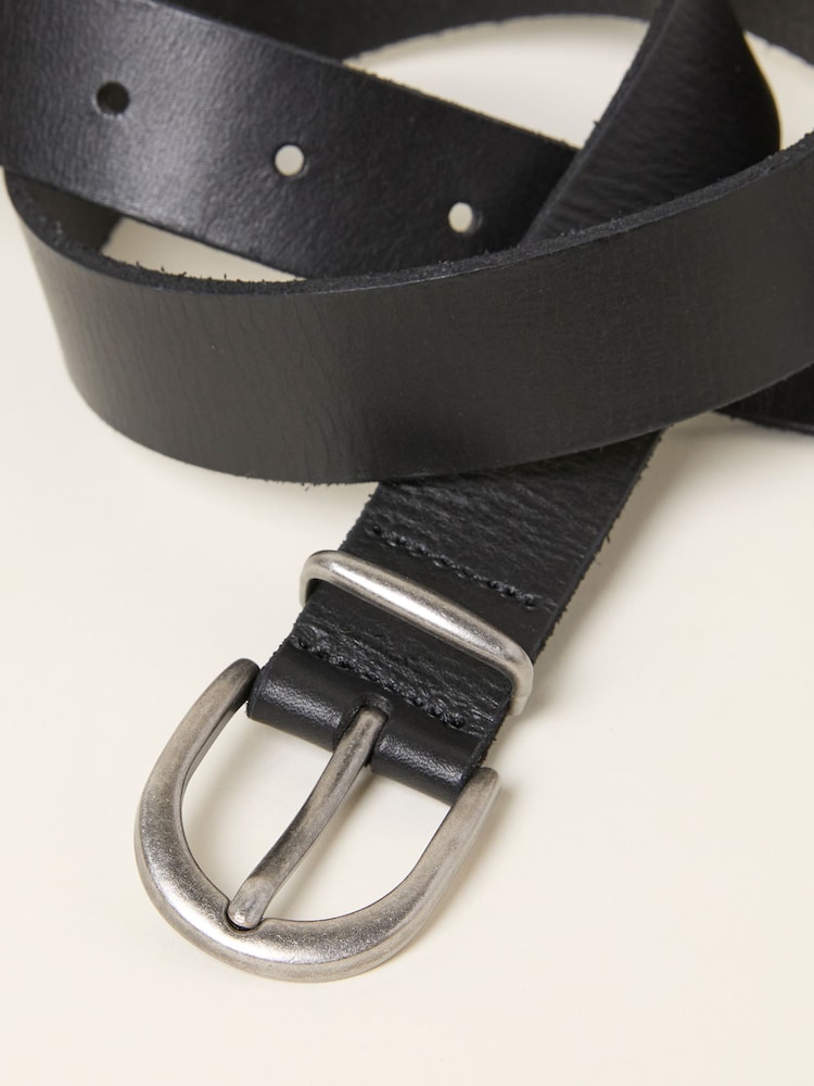 fat face Black Plain Leather Belt