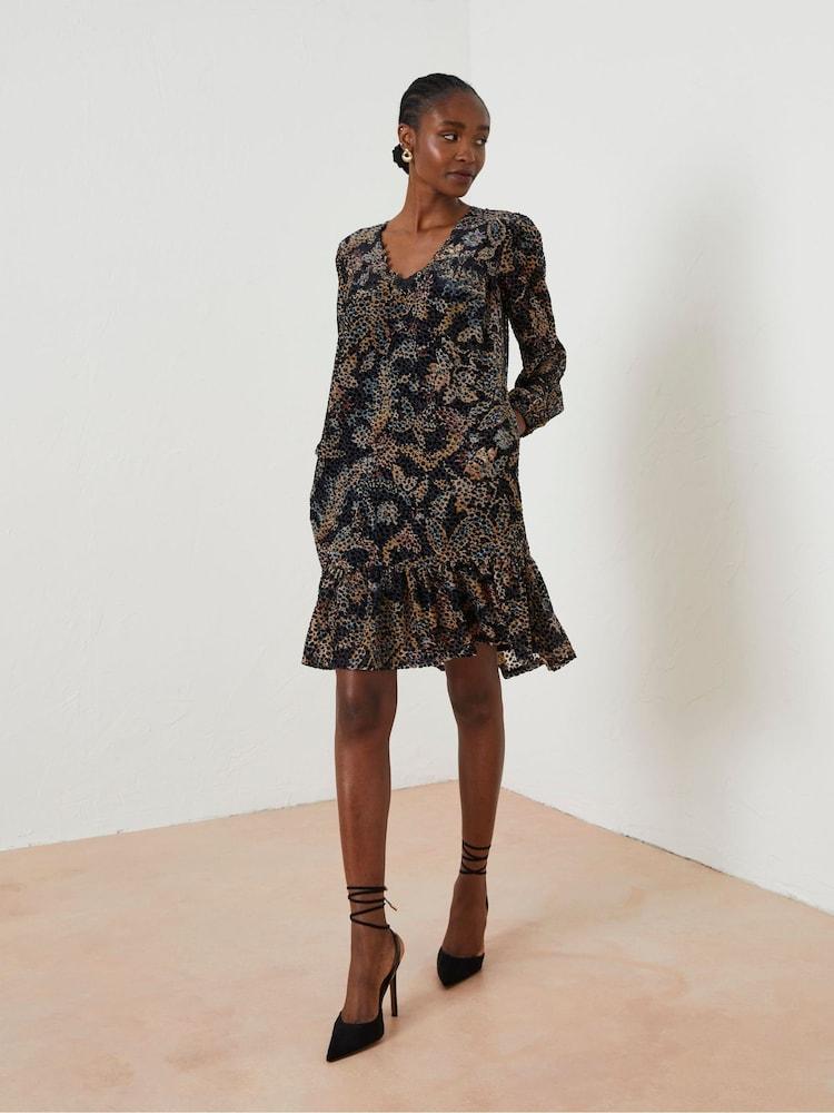 Fat Face Black Poplar Floral Devore Swing Dress