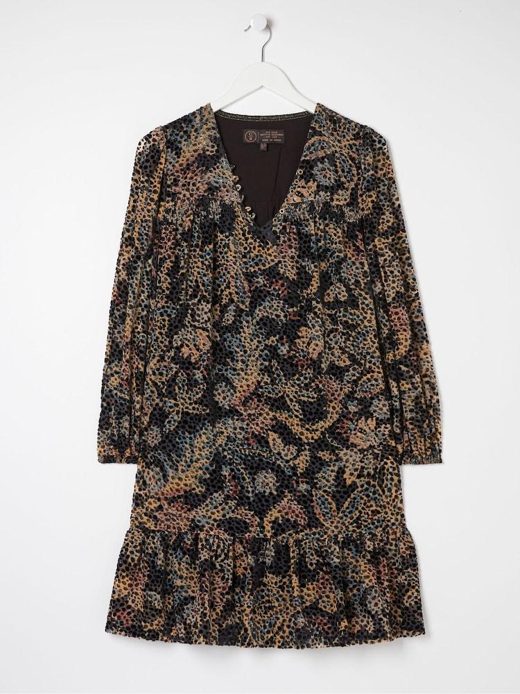 fat face Black Poplar Floral Devore Swing Dress