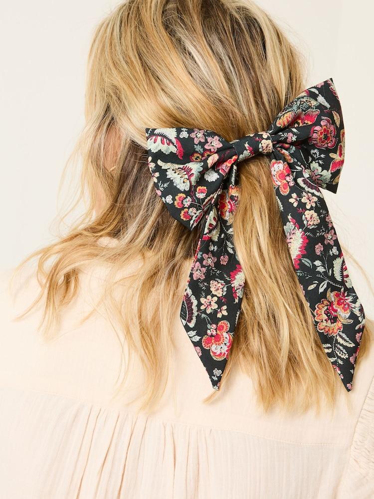Fat Face Black Printed Hair Bow