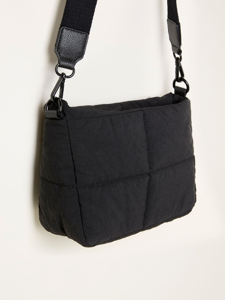 fat face Black Quilted Nylon Crossbody Bag