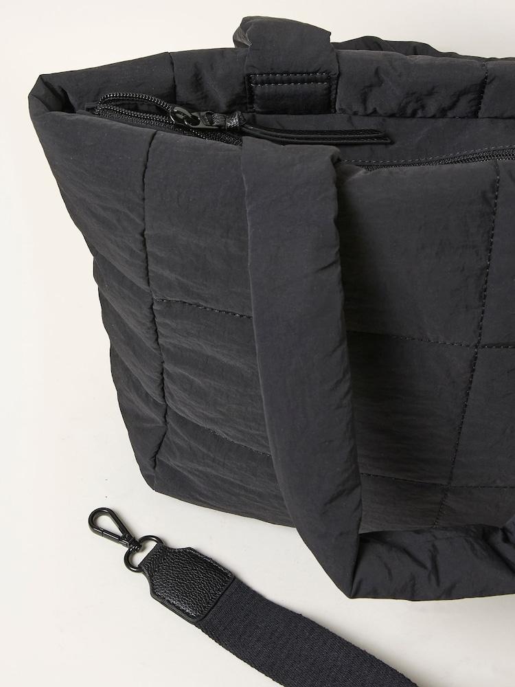 Fat Face Black Quilted Nylon Tote Bag