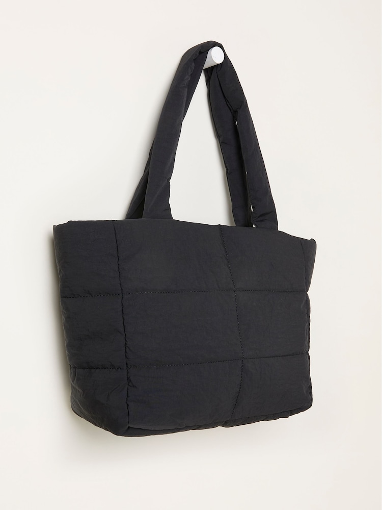 fat face Black Quilted Nylon Tote Bag