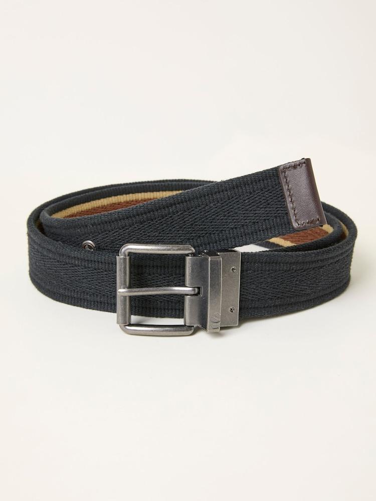 Fat Face Black Reversible Webbing Belt