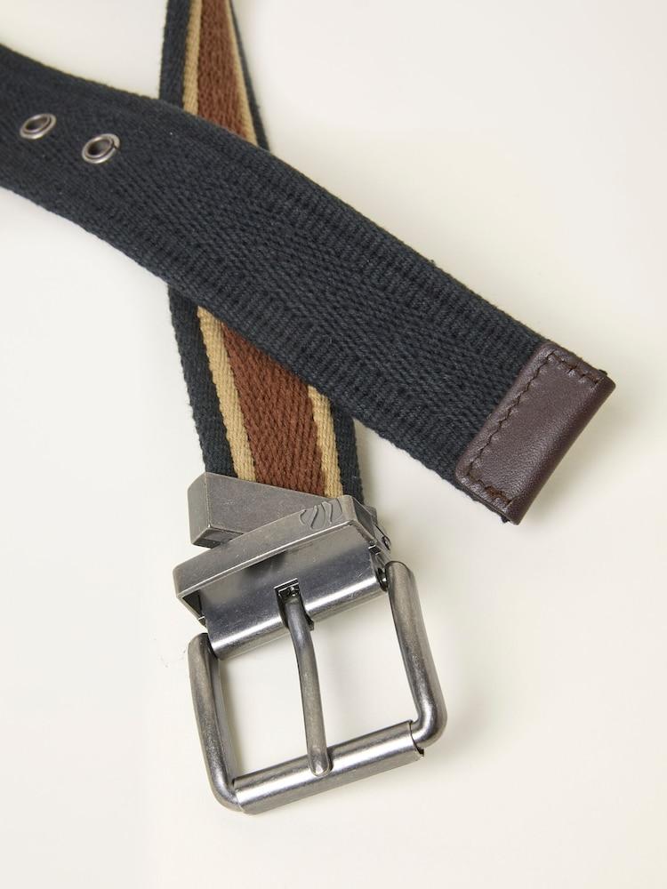 fat face Black Reversible Webbing Belt