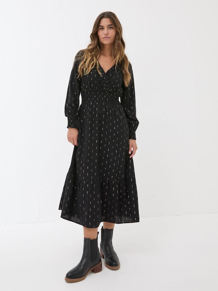 Fat Face Black Rosie Midi Dress