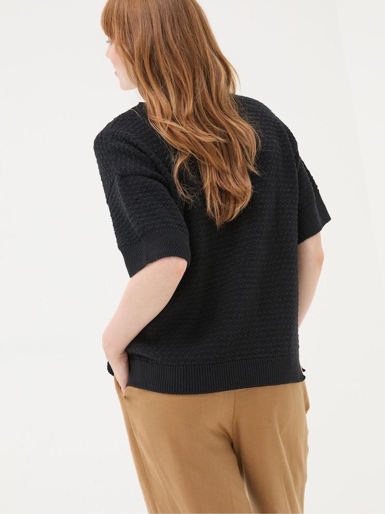 Fat Face Black Sania Textured T-Shirt