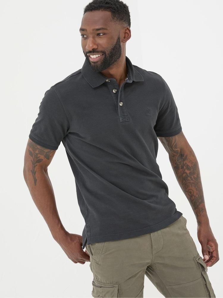 Fat Face Black Short Sleeve Pique Polo