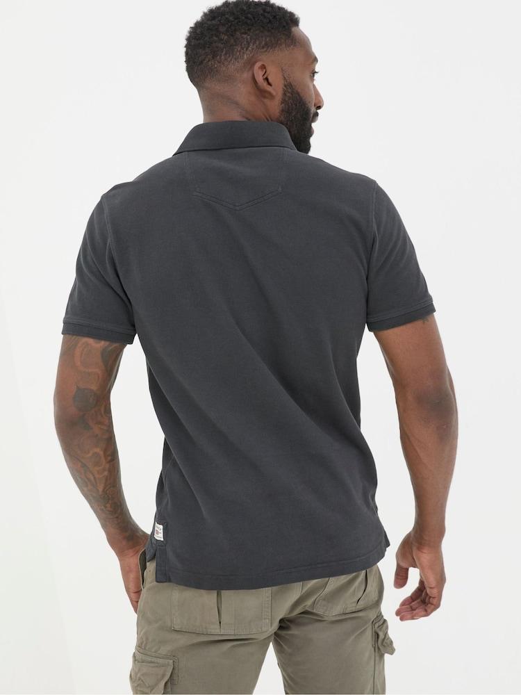 Fat Face Black Short Sleeve Pique Polo