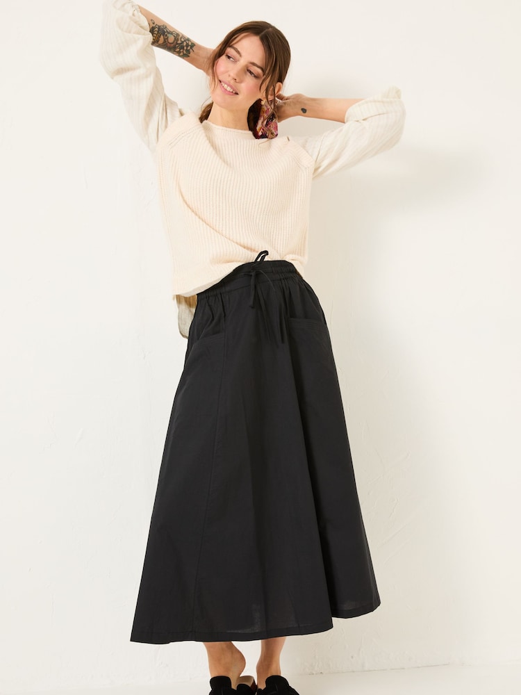 Fat Face Black Sulli Poplin Skirt