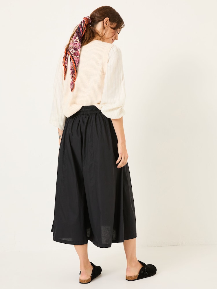 Fat Face Black Sulli Poplin Skirt