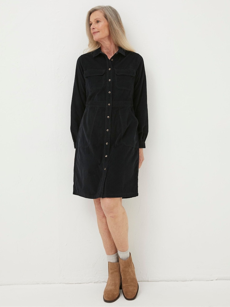 Fat Face Black Tabitha Cord Dress