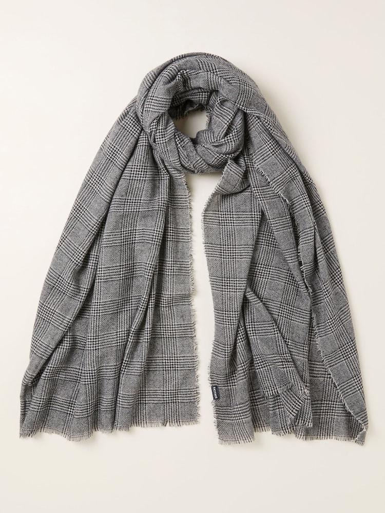 Fat Face Black Tweed Scarf