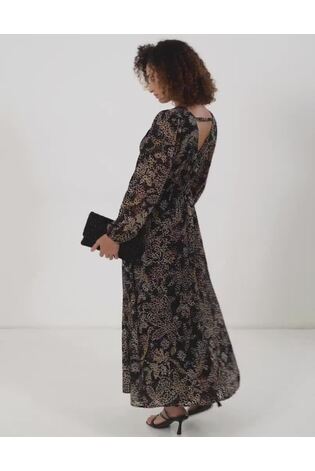 Fat Face Black Victoria Floral Devore Midi Dress