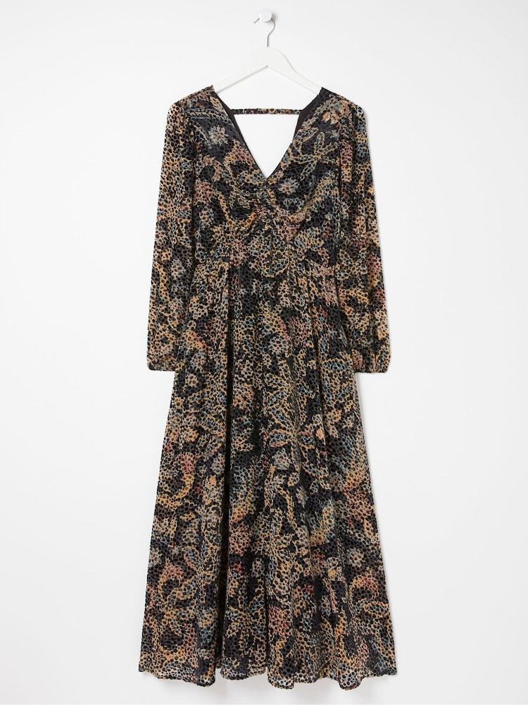 fat face Black Victoria Floral Devore Midi Dress