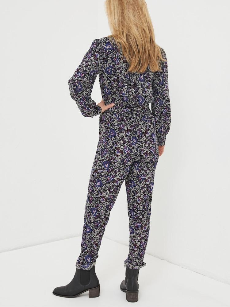 Fat Face Black Vinnie Floral Jumpsuit