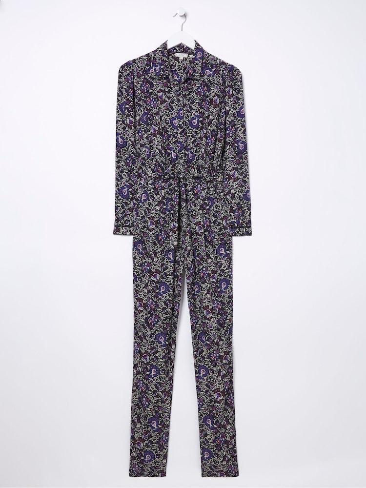 fat face Black Vinnie Floral Jumpsuit