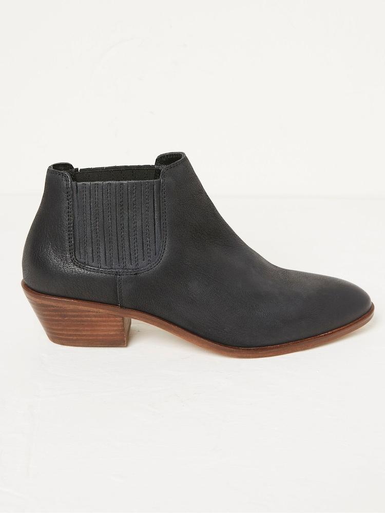 Fat Face Black Western Ankle Boots
