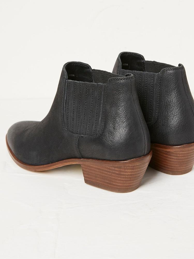 Fat Face Black Western Ankle Boots