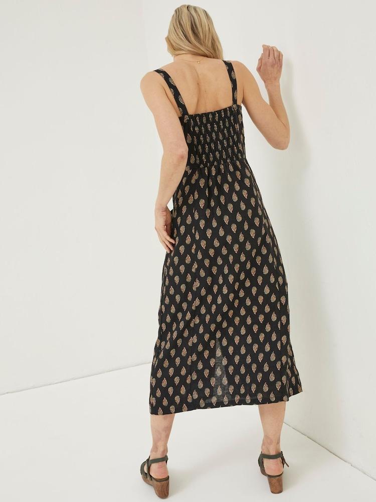 Fat Face Black Woodblock Corey Linen Dress