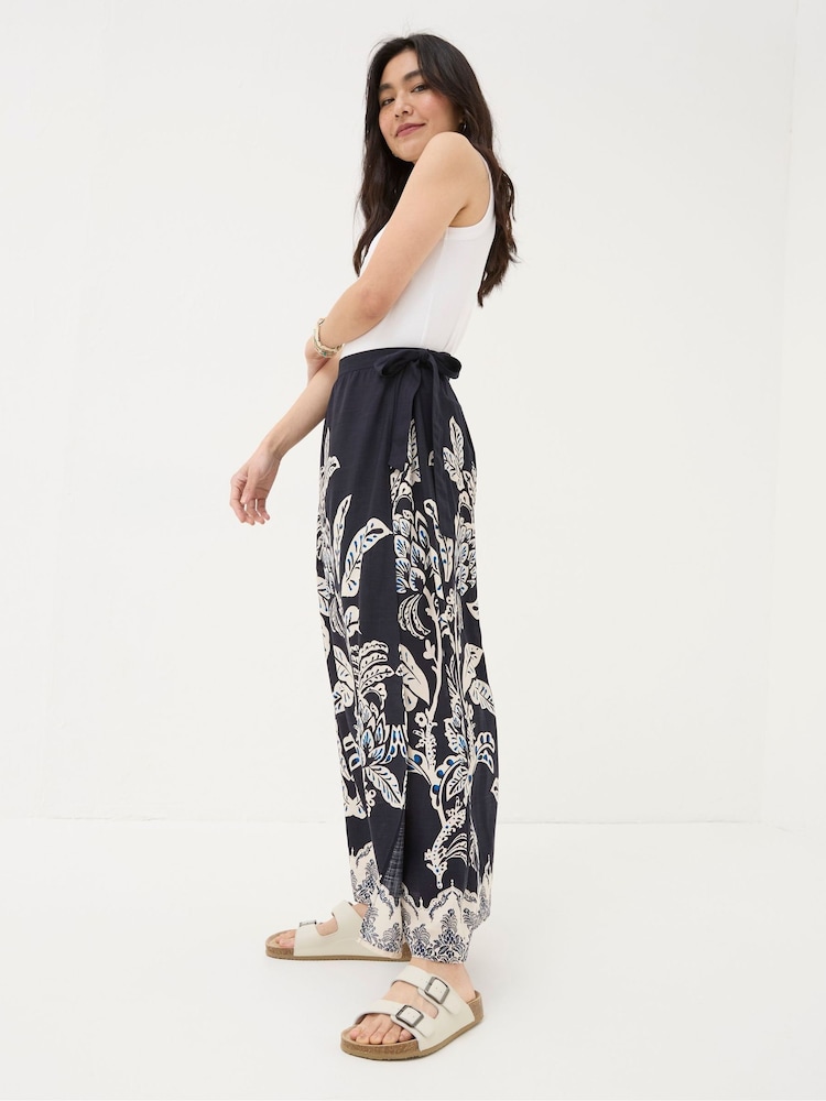 Fat Face Blakely Blue Damask Placement Midi Skirt