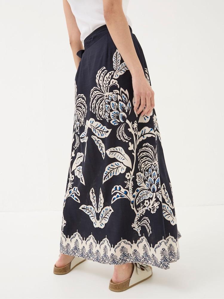Fat Face Blakely Blue Damask Placement Midi Skirt