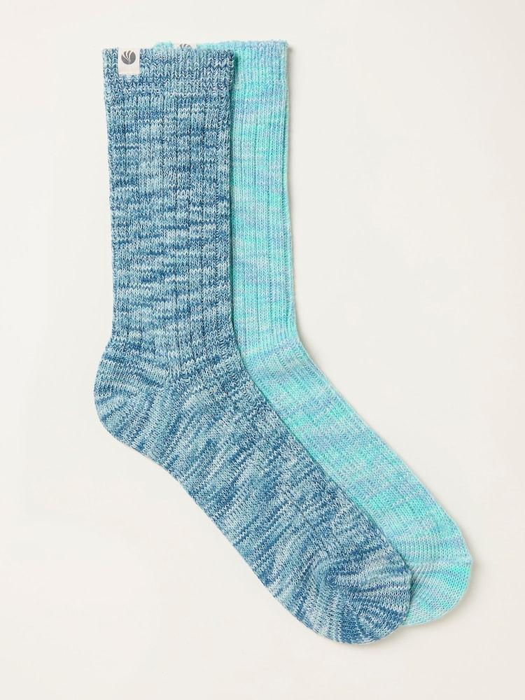 Fat Face Blue 2 Pairs Of Boot Socks