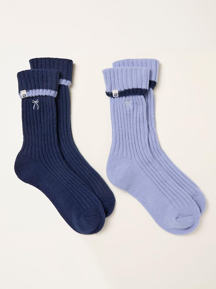 fat face Blue 2 Pairs of Super Soft Bow Socks