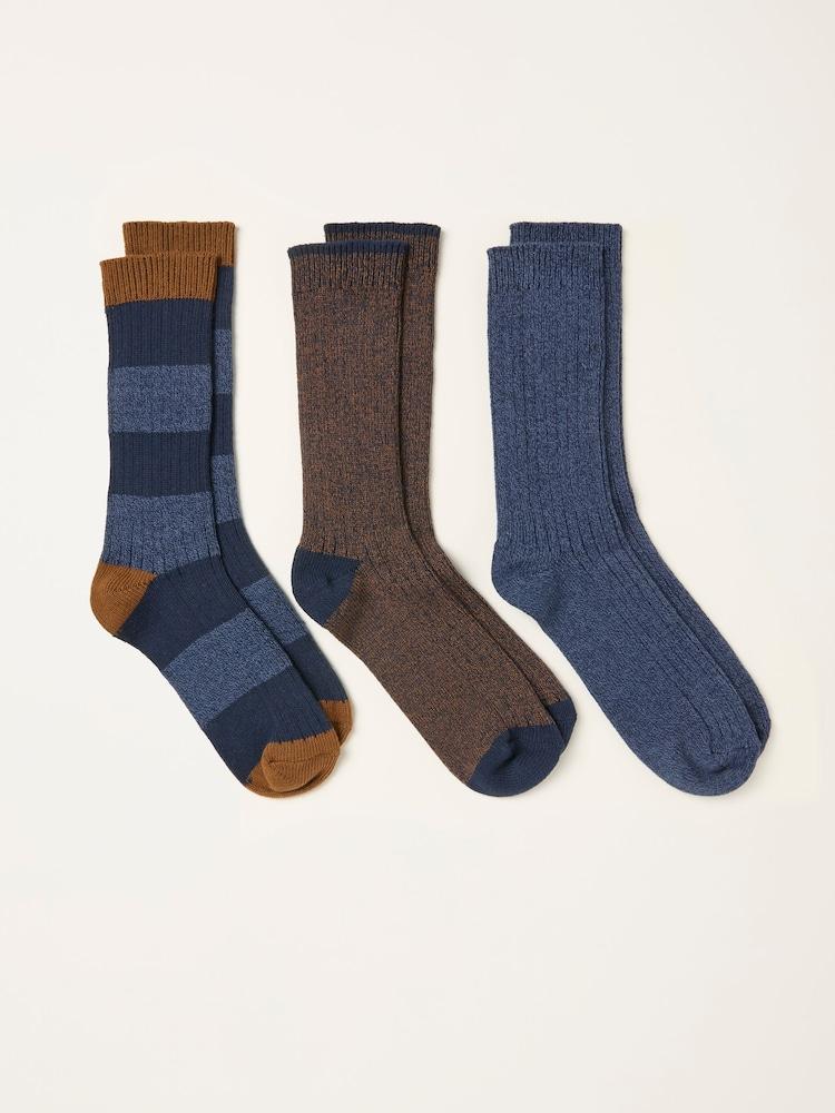 fat face Blue 3 Pairs of Boot Socks