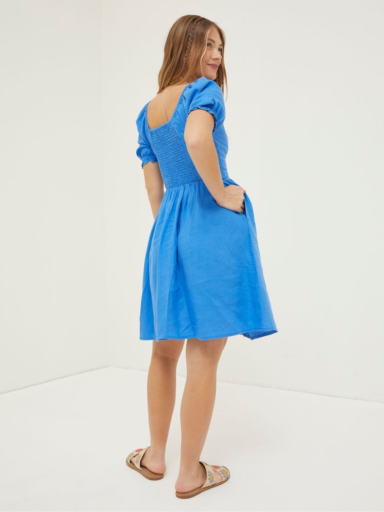 Fat Face Blue Aideen Linen Dress
