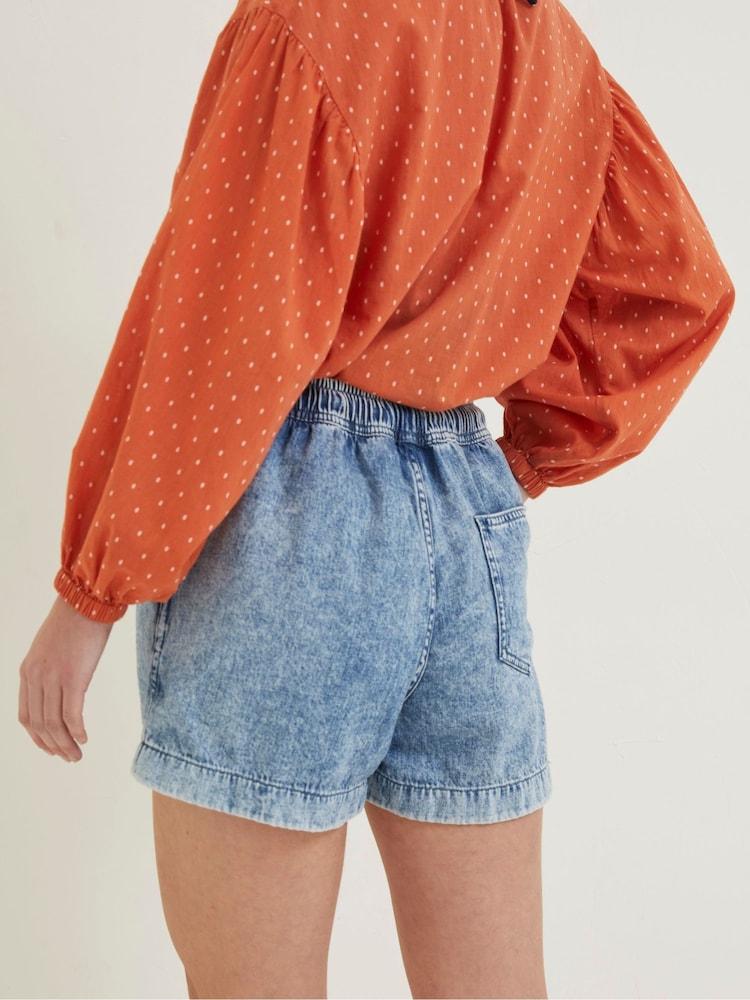 Fat Face Blue Ashby Pull-On Denim Shorts