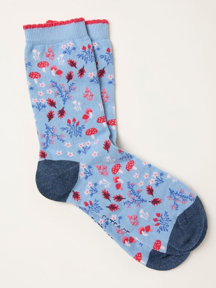 Fat Face Blue Autumn Floral Socks
