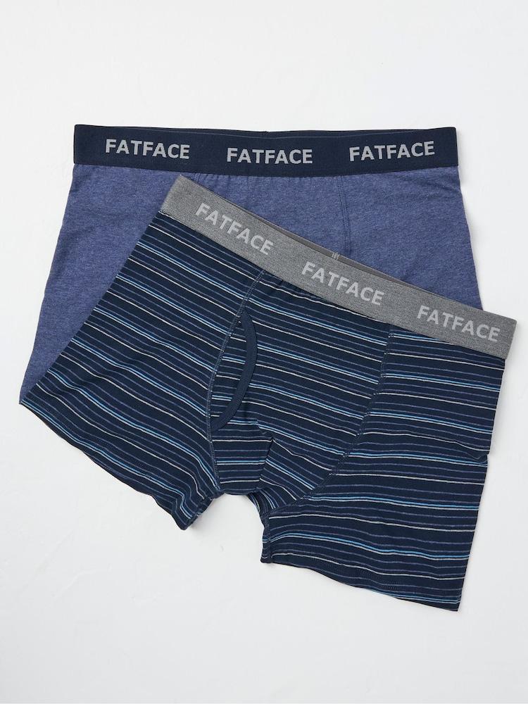 Fat Face Blue Barton Stripe Boxers 2 Pack