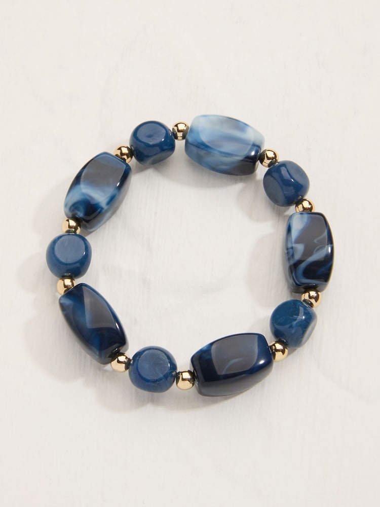 Fat Face Blue Beaded Stretch Bracelet