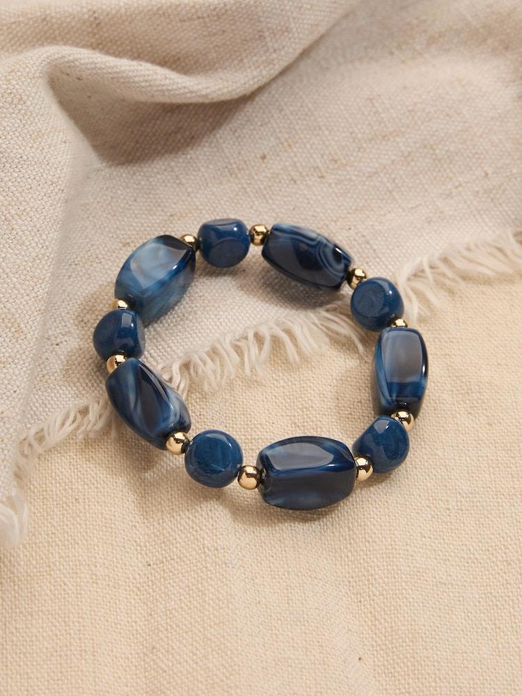 fat face Blue Beaded Stretch Bracelet