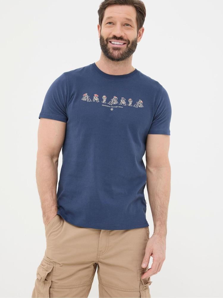 Fat Face Blue Bike Nations T-Shirt