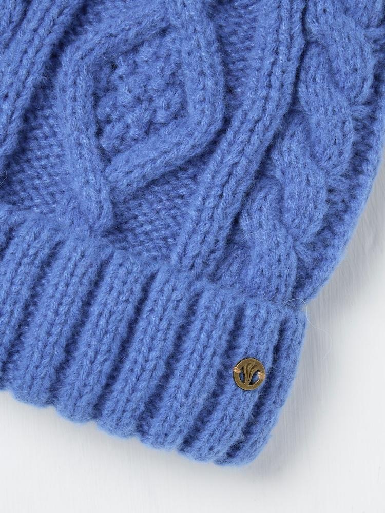 fat face Blue Billie Cable Bobble Hat
