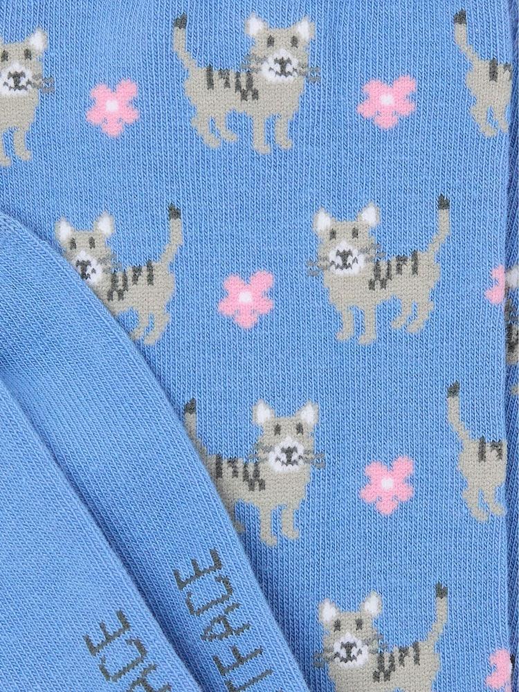 Fat Face Blue Cat Socks