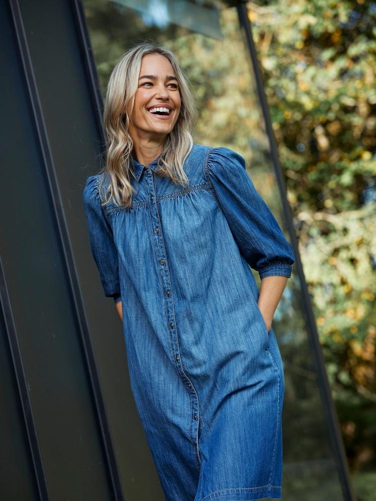 Fat Face Blue Clara Denim Dress