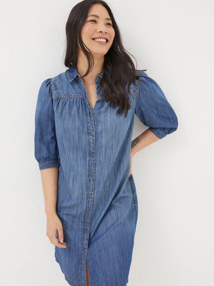 Fat Face Blue Clara Denim Dress