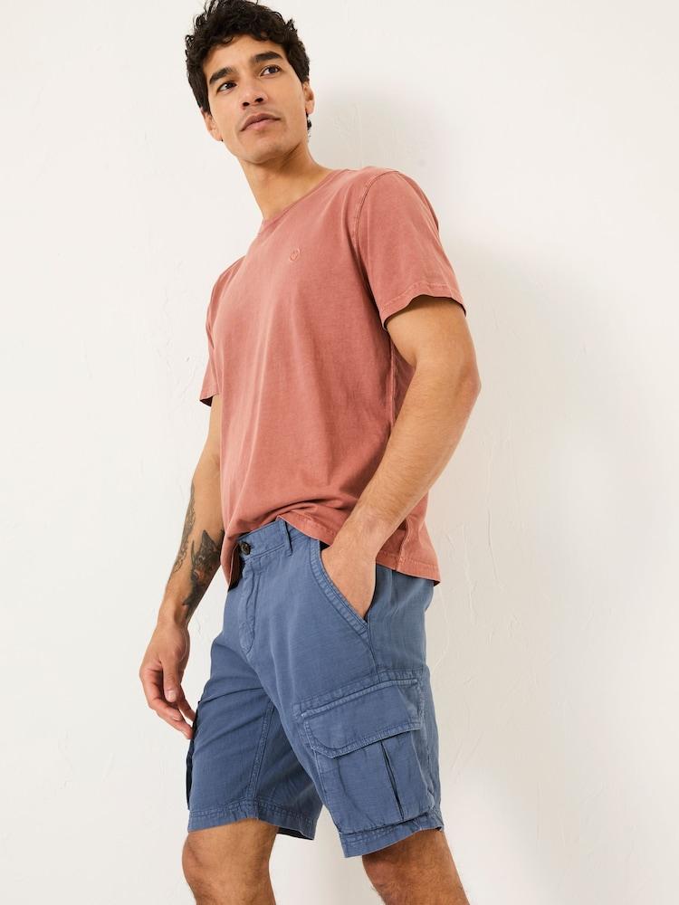 Fat Face Blue Cotton Linen Cargo Shorts