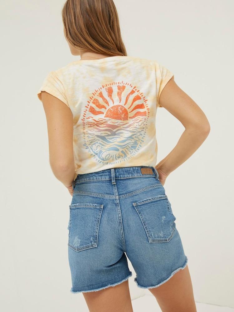 Fat Face Blue Courtney Cut Off Denim Shorts