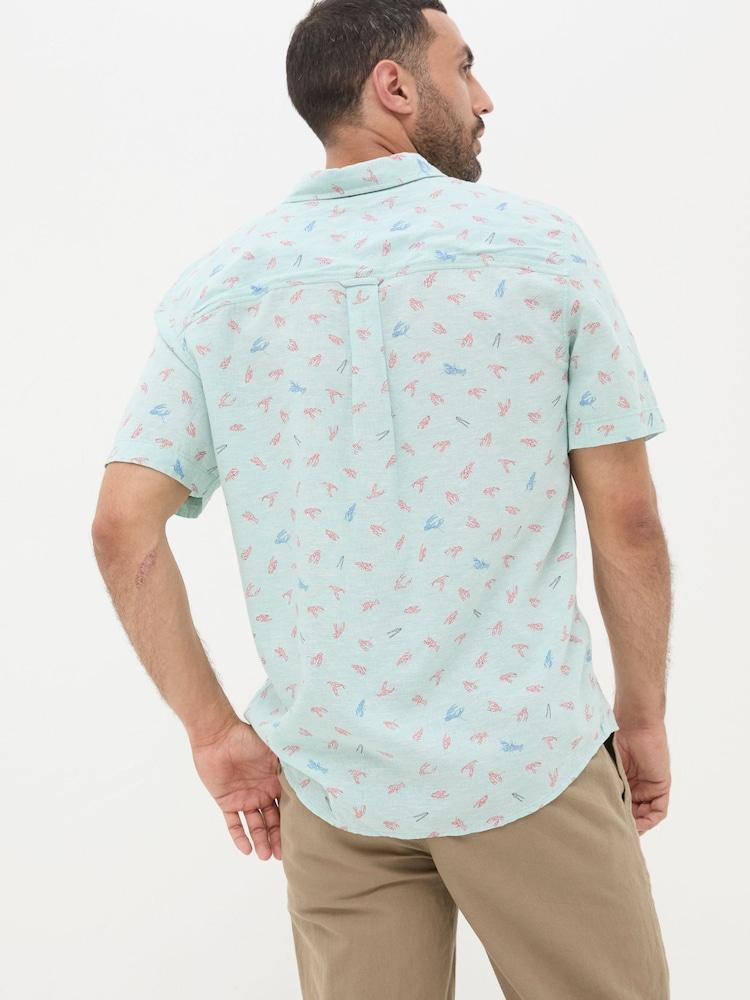 Fat Face Blue Cracking Lobster Print Shirt